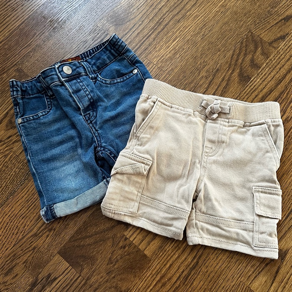 7 For All Mankind denim and khaki shorts bundle, size 12M